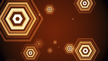 Hexagons spring up on a colorful backgroundの写真素材