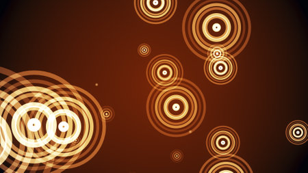 Circles spring up on a colorful backgroundの写真素材