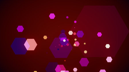 Hexagons spring up on a colorful backgroundの写真素材