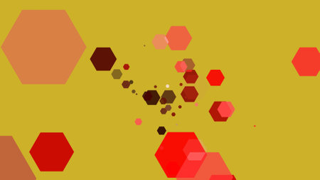 Hexagons spring up on a colorful backgroundの写真素材