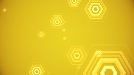 Hexagons spring up on a colorful backgroundの写真素材