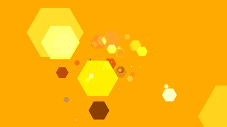 Hexagons spring up on a colorful backgroundの写真素材