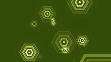 Hexagons spring up on a colorful backgroundの写真素材