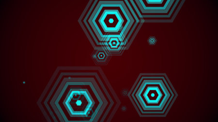 Hexagons spring up on a colorful background