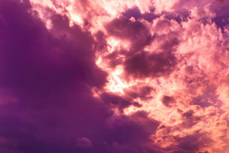 Image of clouds moving in the twilight skyの写真素材