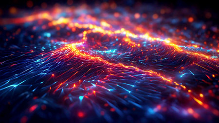 3d rendering of abstract fractal. Beautiful glowing particles with depth of field and bokeh.の素材