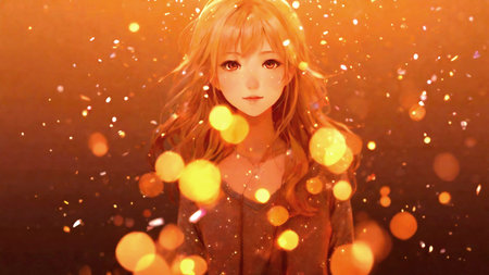 Portrait of a beautiful red-haired girl with sparkles.の素材