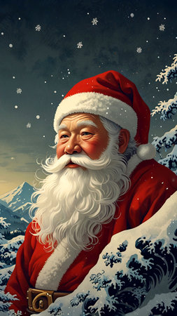 Santa Claus in a snowy landscape. Christmas and New Year concept.の素材