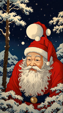 Santa Claus in the winter forest. Christmas and New Year illustration.の素材