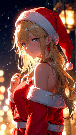 Beautiful sexy girl in Santa Claus clothes.3d rendering.の素材