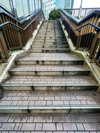footbridge, stairs, ground, tiles, texture, textured, roadの写真素材