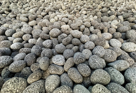A landscape covered with bouldersの写真素材
