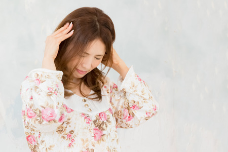 Lady with headacheの写真素材