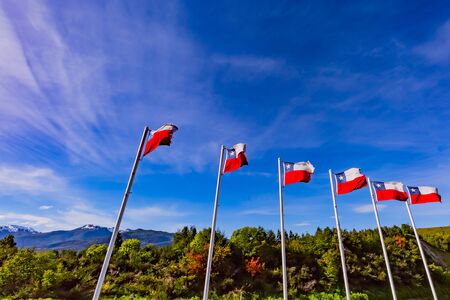 Flag of Chile in skyの写真素材