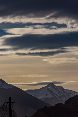 Cloud iridescence in skyの写真素材