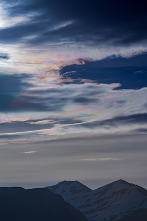 Cloud iridescence in skyの写真素材