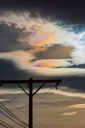 Cloud iridescence in skyの写真素材