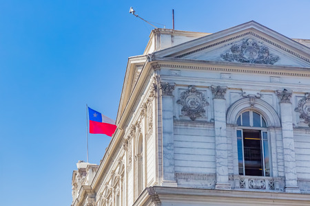 Flag of Chile in skyの写真素材