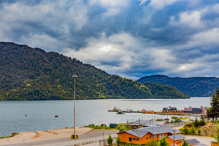 View of Puerto Chacabuco, Chileの写真素材