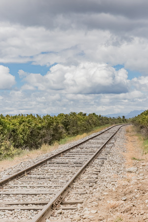 Old rails in landscapeの写真素材