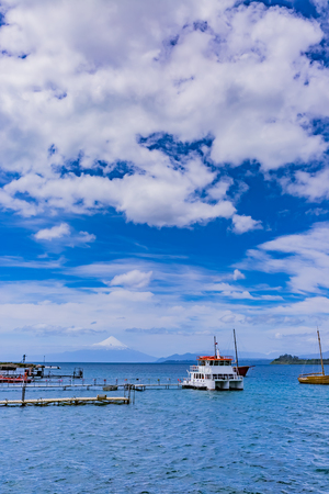 Osorno volcano and Llanquihue lake in Chileの写真素材
