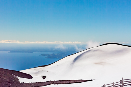 Llanquihue lake from peak of Osorno volcanoの写真素材