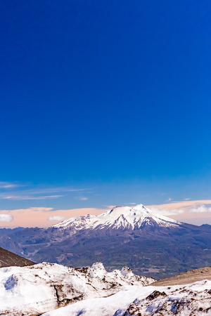 Calbuco volcano from peak of Osorno volcanoの写真素材