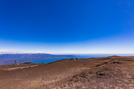Llanquihue lake from peak of Osorno volcanoの写真素材