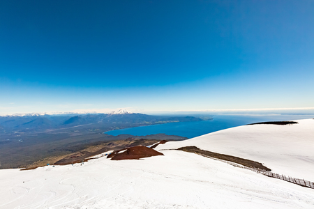 Llanquihue lake from peak of Osorno volcanoの写真素材