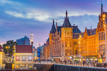 Amsterdam central station, Netherlandsのeditorial素材