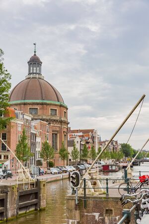 scene of amsterdam city, netherlands, at duskの写真素材