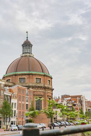 scene of amsterdam city, netherlands, at duskの写真素材