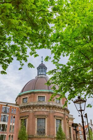 scene of amsterdam city, netherlands, at duskの写真素材