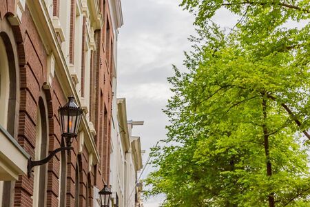 scene of amsterdam city, netherlands, at duskの写真素材