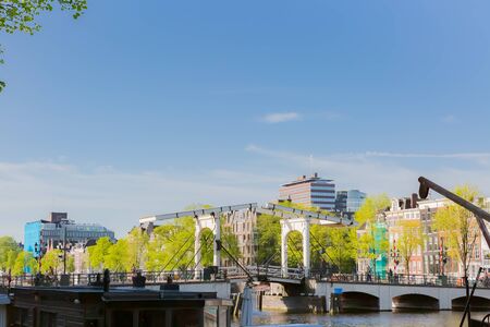 mahle's drawbridge and amstel riverの写真素材