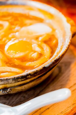 japanese traditional noodle with miso soupの写真素材