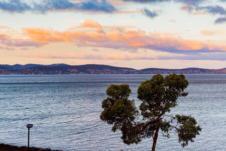 beautiful sunset sky with seaの写真素材