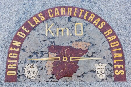 starting point of spanish national road in puerta del so, madorid, spainの写真素材