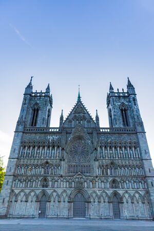 nidarosdomen cathedral in trondheim, norwayの写真素材