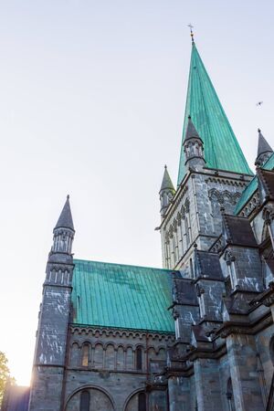 nidarosdomen cathedral in trondheim, norwayの写真素材