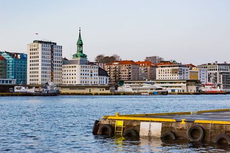view of dowtown in bergen, norwayの写真素材