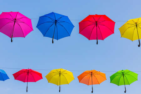 umbrella arcade ,view of downtown in Trondheim, Norwayの写真素材