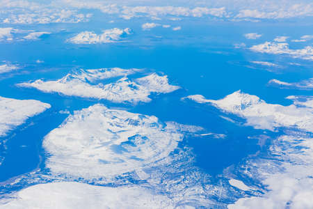 snow field from view of airplane
