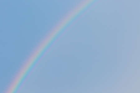 closed up rainbow in blue sky