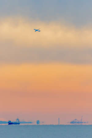 colorful cloudy sky in Tokyo bayの写真素材
