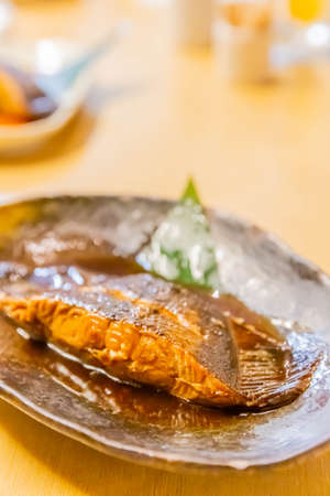Japanese traditional cuisine, boiled flatfish with soy sourceの写真素材