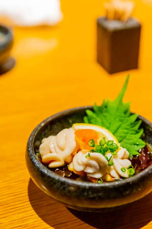 Japanese cuisine, shirako, soft cod roe with ponzu sourceの写真素材
