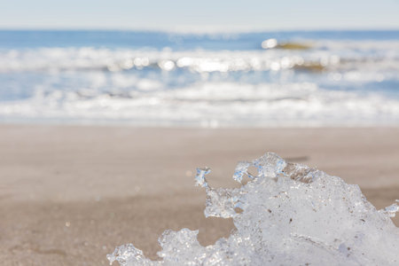 jewelry ice on beach in hokkaidoの写真素材