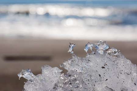 jewelry ice on beach in hokkaidoの写真素材
