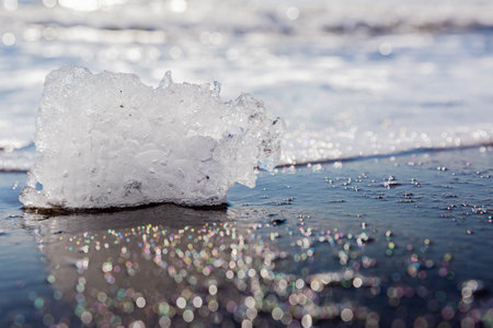 jewelry ice on beach in hokkaidoの写真素材